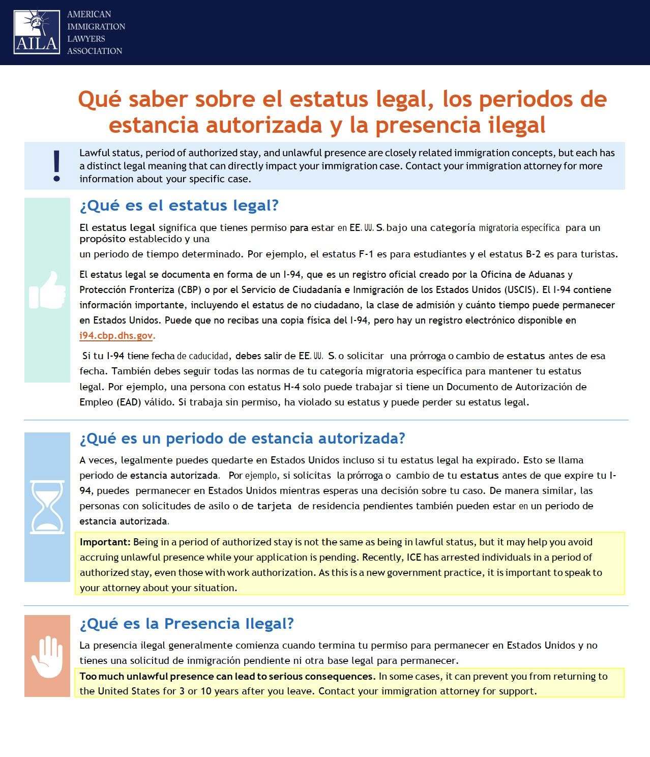 Que saber sobre el estatus legal, los periodos de estancia autorizada y la presencia ilegal